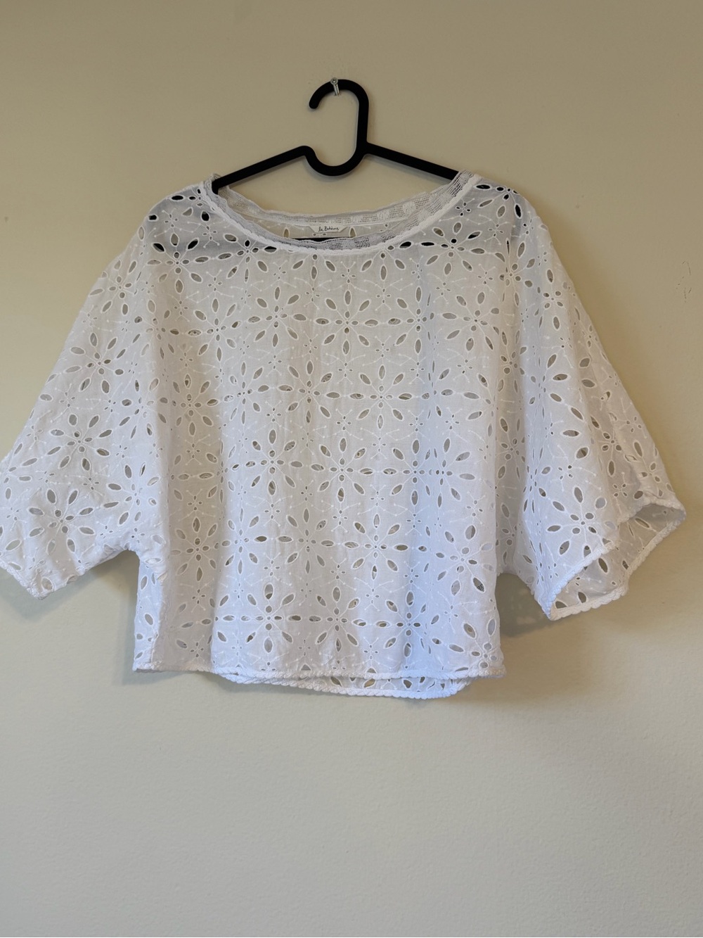 Aritzia Wilfred La Bohème White Eyelet Cotton Cropped Blouse S